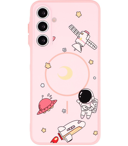 MagSafe-hoesje voor Samsung Galaxy S25 Ultra S938, OEM, Cartoon Astronaut, Roze
