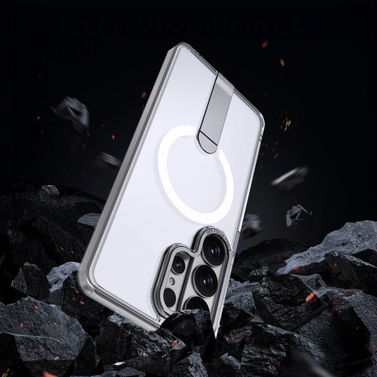 MagSafe-hoes voor Samsung Galaxy S26 S942, Hybrid Armor, X met standaard, Transparant