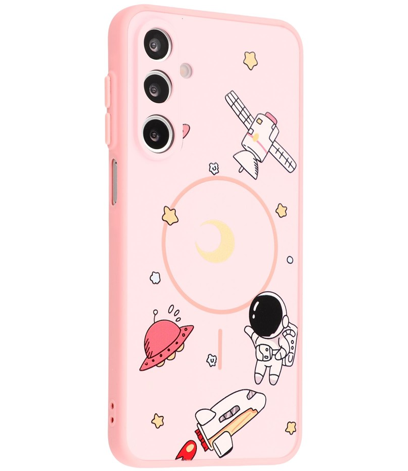MagSafe Case for Samsung Galaxy A16 5G A166 / A16 4G A165, OEM, Cartoon Astronaut, Pink