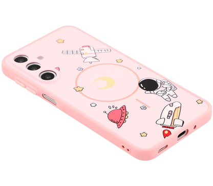MagSafe-hoesje voor Samsung Galaxy S25 Ultra S938, OEM, Cartoon Astronaut, Roze