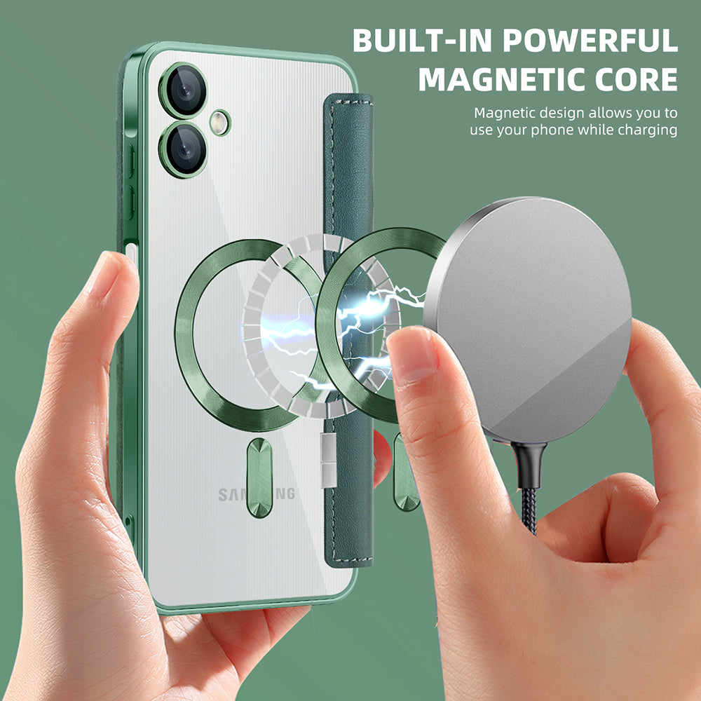 MagSafe-hoes voor Samsung Galaxy A06 A065, Techsuit, SmartMag Book, Groen