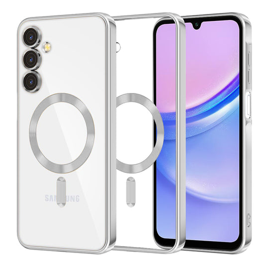 MagSafe-hoesje voor Samsung Galaxy A15 5G A156 / A15 A155, Techsuit, Luxury Crystal, Zilver