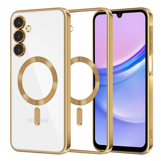 MagSafe-hoesje voor Samsung Galaxy A15 5G A156 / A15 A155, Techsuit, Luxury Crystal, Goudkleurig