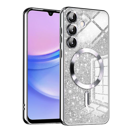 MagSafe-hoesje voor Samsung Galaxy A15 5G A156 / A15 A155, Techsuit, Luxury Glitter, Zilver