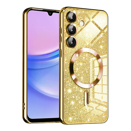 MagSafe-hoesje voor Samsung Galaxy A15 5G A156 / A15 A155, Techsuit, Luxury Glitter, Goud