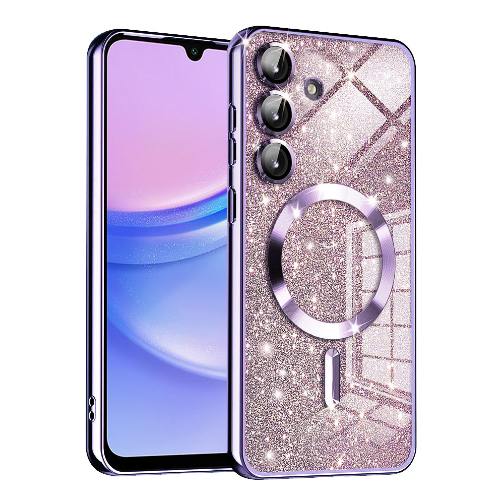 MagSafe-hoesje voor Samsung Galaxy A15 5G A156 / A15 A155, Techsuit, Luxury Glitter, Lichtpaars