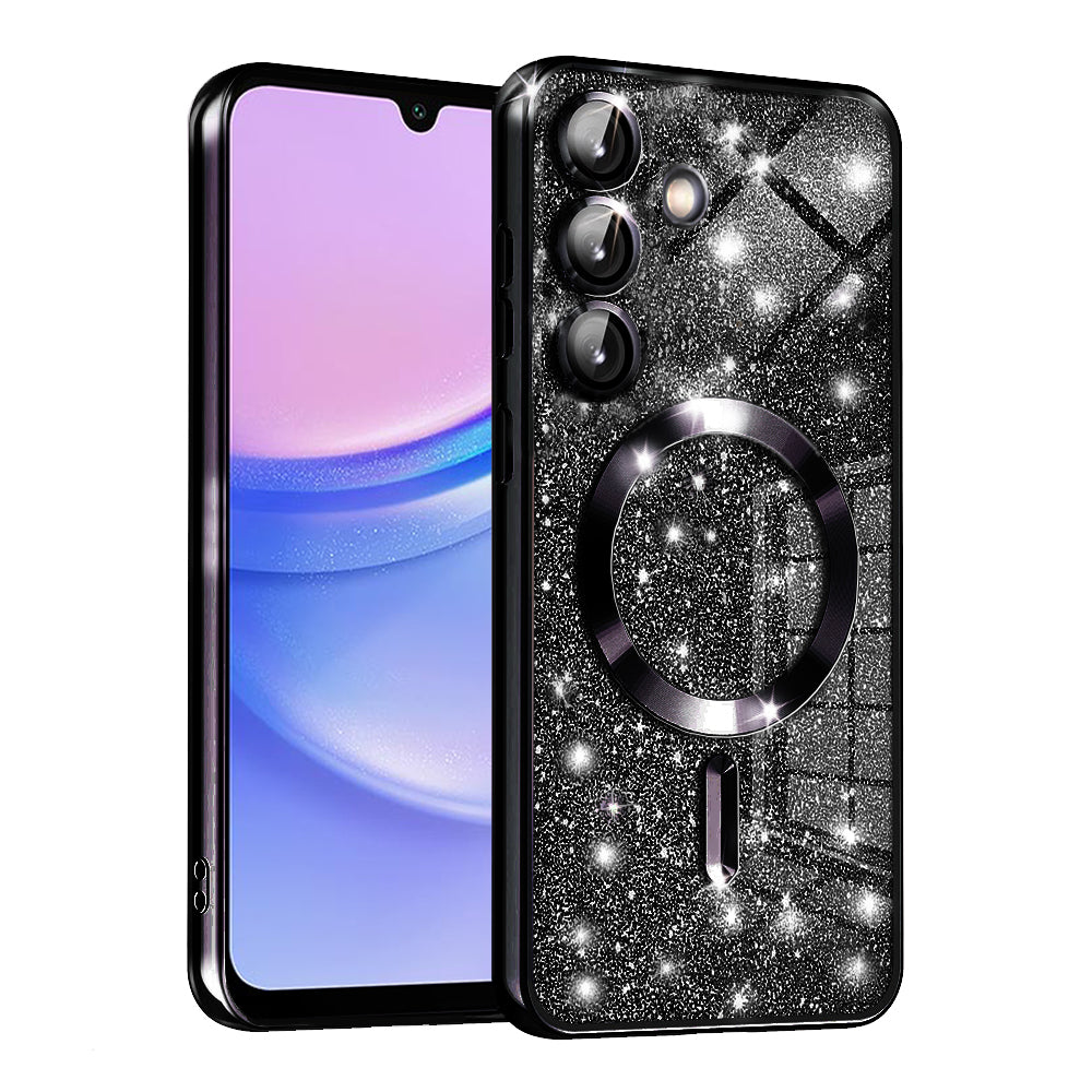MagSafe-hoesje voor Samsung Galaxy A15 5G A156 / A15 A155, Techsuit, Luxury Glitter, Zwart