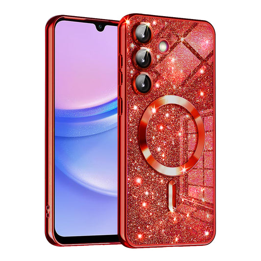 MagSafe-hoesje voor Samsung Galaxy A15 5G A156 / A15 A155, Techsuit, Luxury Glitter, Rood