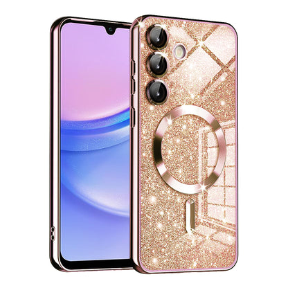 MagSafe-hoesje voor Samsung Galaxy A15 5G A156 / A15 A155, Techsuit, Luxury Glitter, Roze Goud