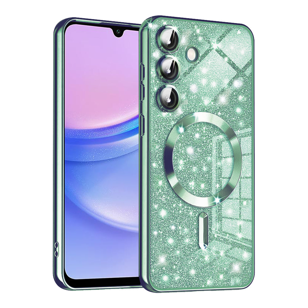 MagSafe-hoesje voor Samsung Galaxy A15 5G A156 / A15 A155, Techsuit, Luxury Glitter, Lichtgroen