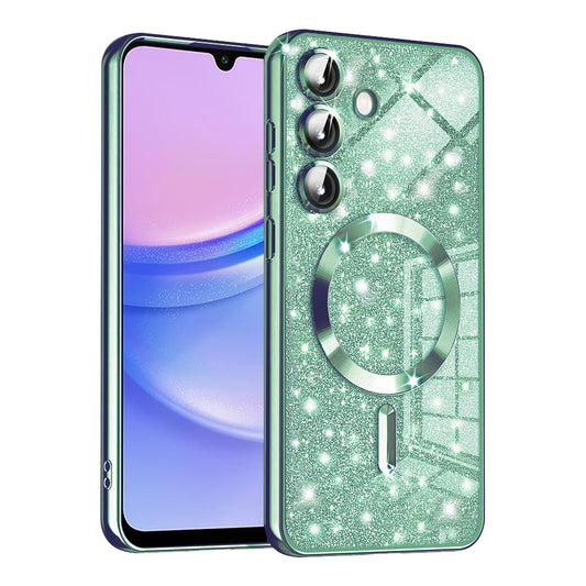 MagSafe-hoesje voor Samsung Galaxy A15 5G A156 / A15 A155, Techsuit, Luxury Glitter, Lichtgroen