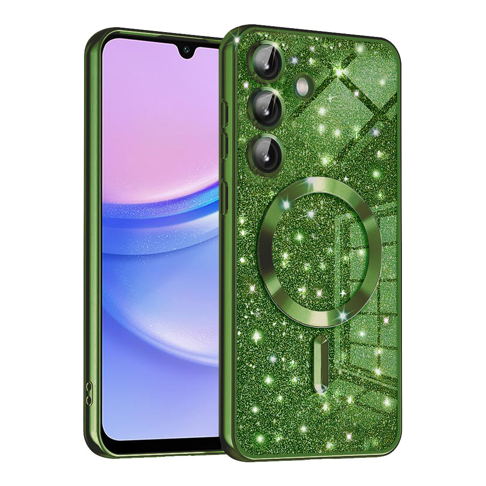 MagSafe-hoesje voor Samsung Galaxy A15 5G A156 / A15 A155, Techsuit, Luxury Glitter, Donkergroen