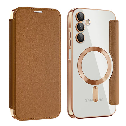 MagSafe Case for Samsung Galaxy A15 5G A156 / A15 A155, Techsuit, SmartMag Book, Brown