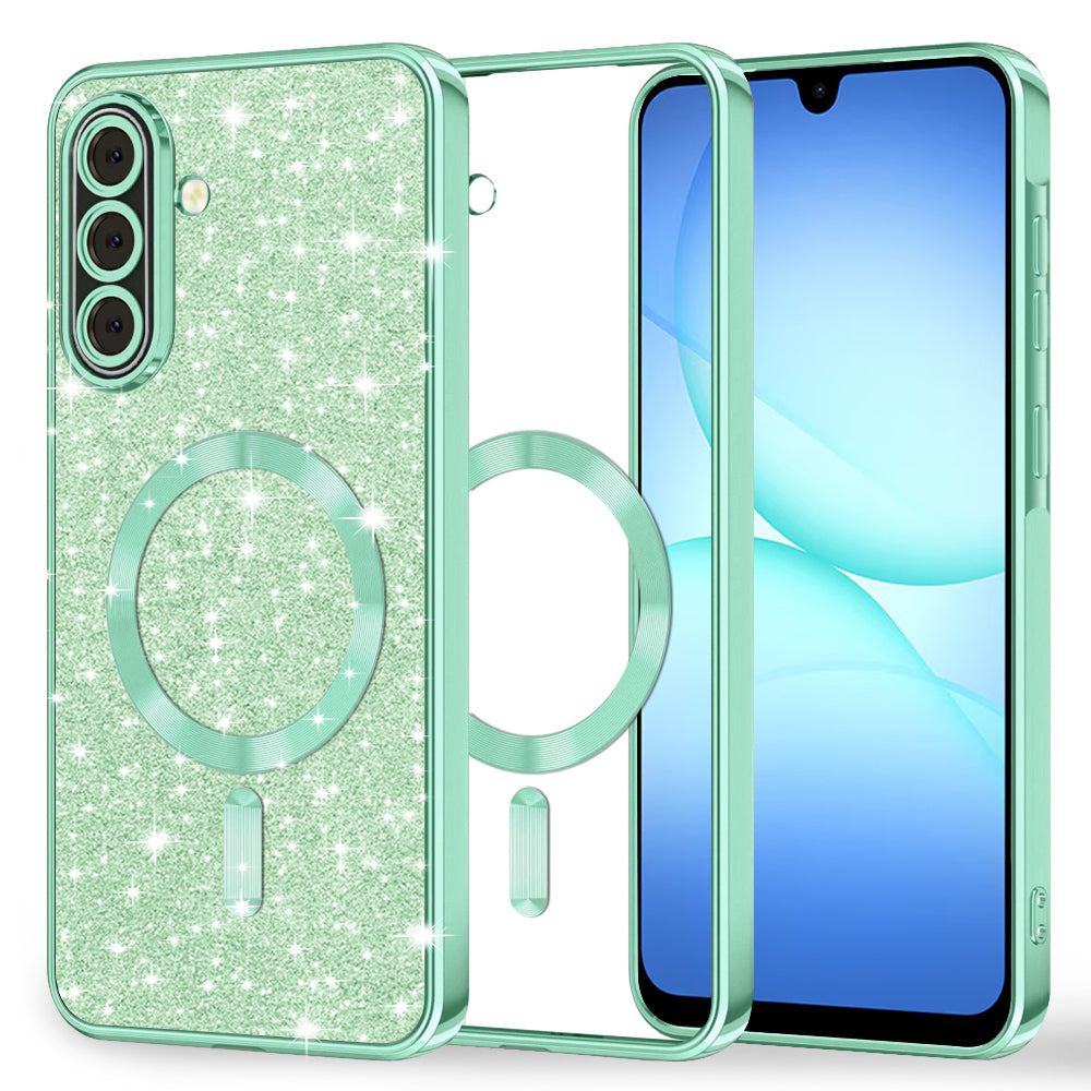 MagSafe-hoesje voor Samsung Galaxy A17 4G / A17 5G, Techsuit, Luxury Glitter, Lichtgroen