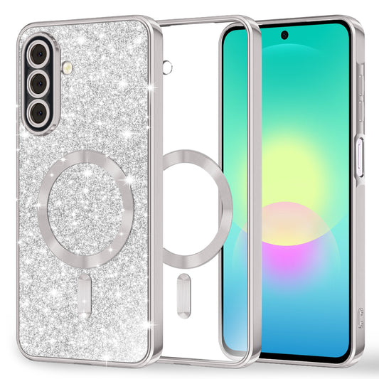 MagSafe-hoesje voor Samsung Galaxy A27 5G, Techsuit, Luxury Glitter, Zilver