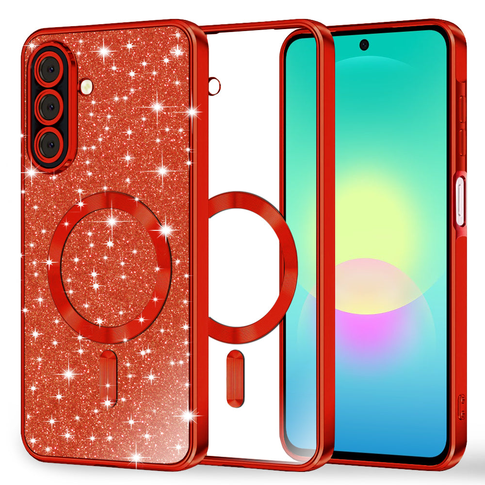 MagSafe-hoesje voor Samsung Galaxy A27 5G, Techsuit, Luxury Glitter, Rood