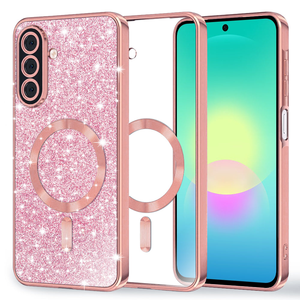 MagSafe-hoesje voor Samsung Galaxy A27 5G, Techsuit, Luxury Glitter, Roze Goud