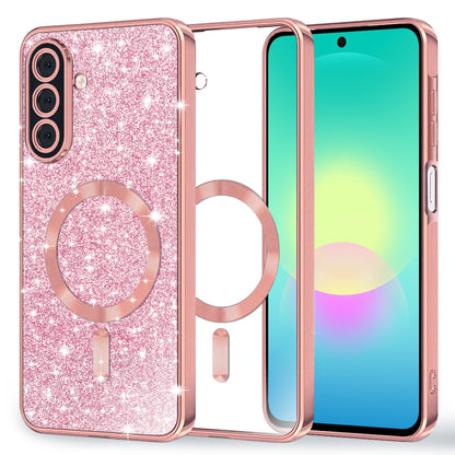 MagSafe-hoesje voor Samsung Galaxy A27 5G, Techsuit, Luxury Glitter, Roze Goud