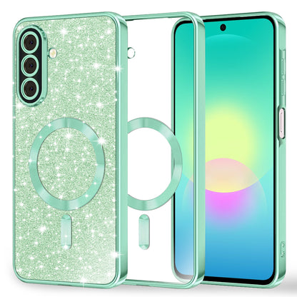 MagSafe-hoesje voor Samsung Galaxy A27 5G, Techsuit, Luxury Glitter, Lichtgroen