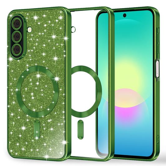 MagSafe-hoesje voor Samsung Galaxy A27 5G, Techsuit, Luxury Glitter, Donkergroen