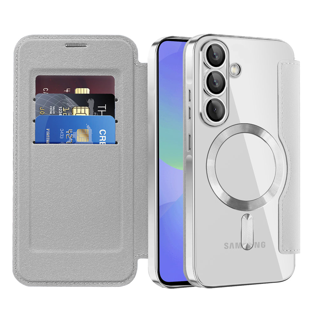 MagSafe Case for Samsung Galaxy A36 A366, Techsuit, SmartMag Book, Gray
