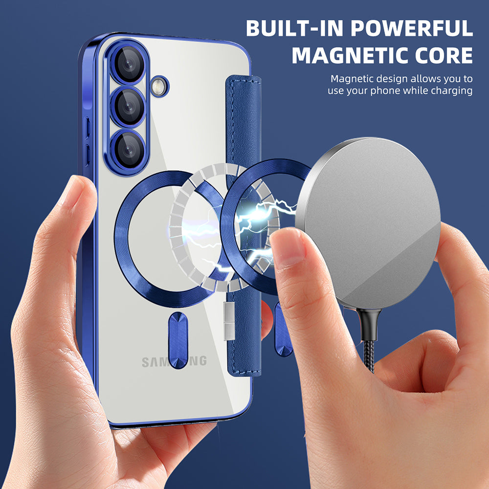 MagSafe hoes voor Samsung Galaxy A37 5G, Techsuit, SmartMag Book, Blauw