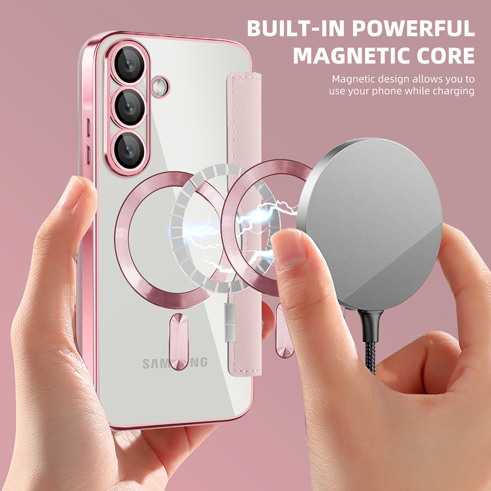 MagSafe hoesje voor Samsung Galaxy A37 5G, Techsuit, SmartMag Book, Roze