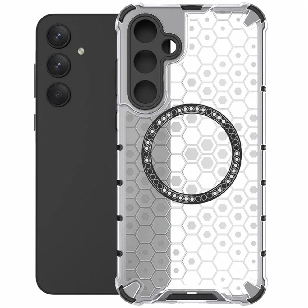 MagSafe-hoes voor Samsung Galaxy A55 5G A556, Techsuit, HoneyComb Shield, Wit