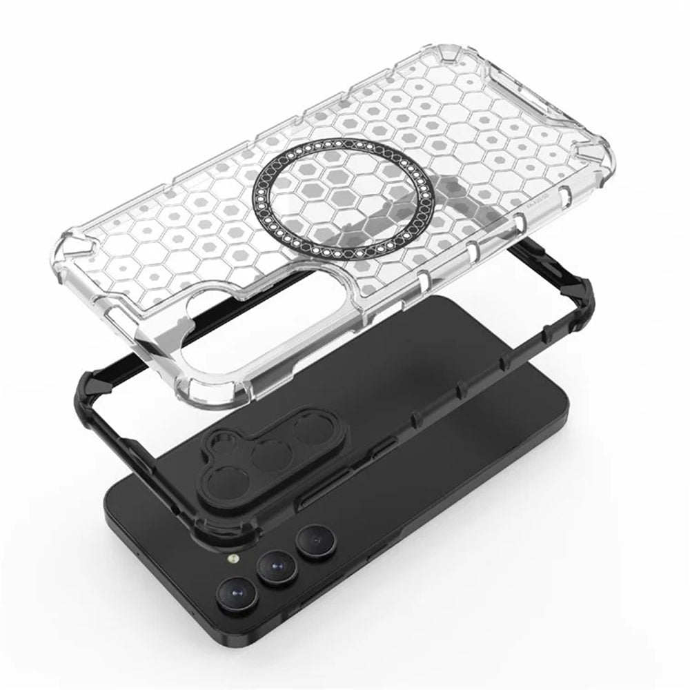 MagSafe-hoes voor Samsung Galaxy A55 5G A556, Techsuit, HoneyComb Shield, Wit