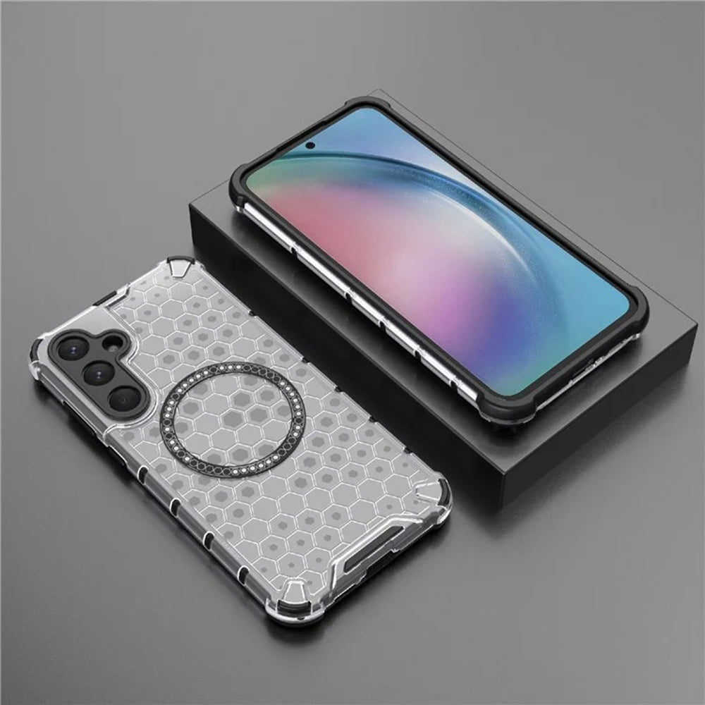 MagSafe-hoes voor Samsung Galaxy A55 5G A556, Techsuit, HoneyComb Shield, Wit