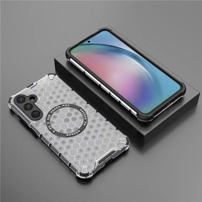 MagSafe-hoes voor Samsung Galaxy A55 5G A556, Techsuit, HoneyComb Shield, Wit