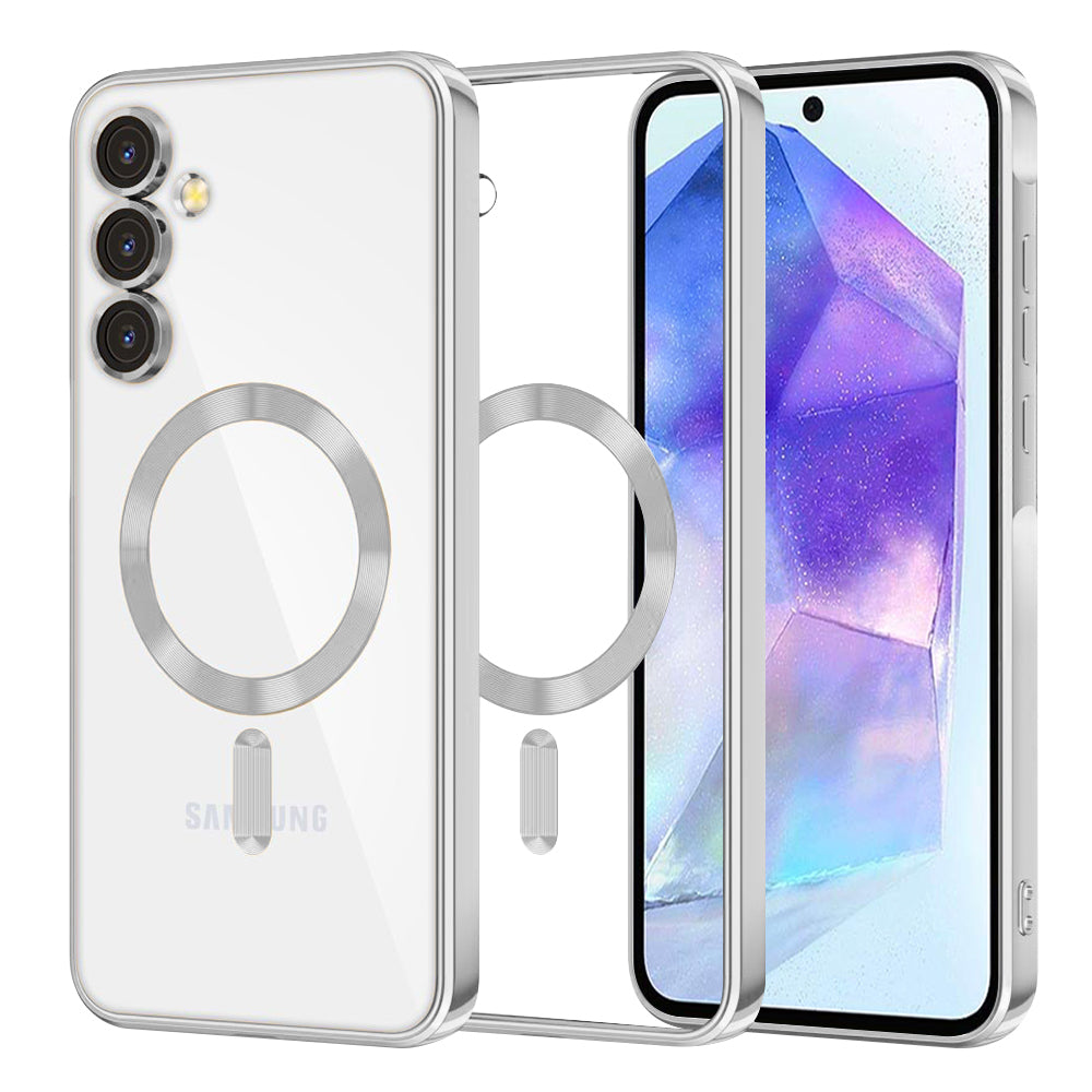 MagSafe-hoesje voor Samsung Galaxy A55 5G A556, Techsuit, Luxury Crystal, Zilver