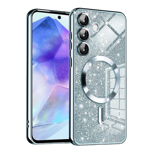 MagSafe-hoesje voor Samsung Galaxy A55 5G A556, Techsuit, Luxury Glitter, Blauw