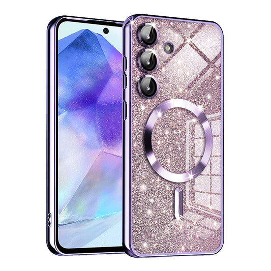 MagSafe-hoesje voor Samsung Galaxy A55 5G A556, Techsuit, Luxury Glitter, Lichtpaars