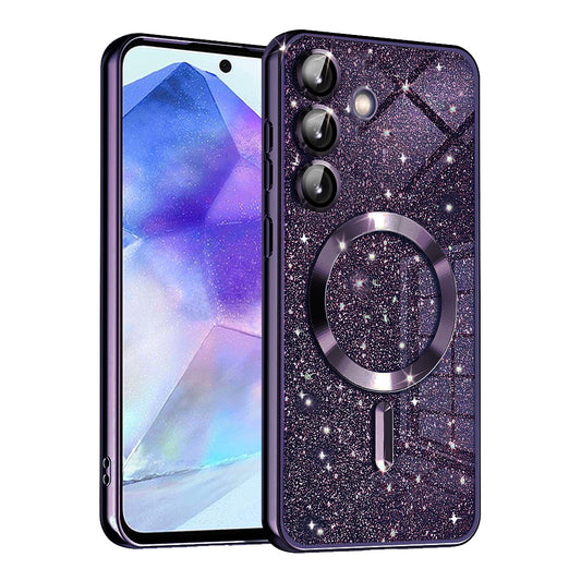 MagSafe-hoesje voor Samsung Galaxy A55 5G A556, Techsuit, Luxury Glitter, Donkerpaars