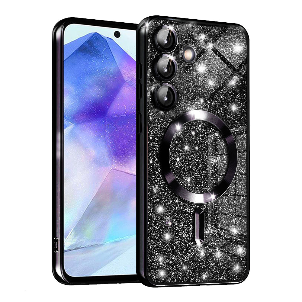 MagSafe-hoesje voor Samsung Galaxy A55 5G A556, Techsuit, Luxury Glitter, Zwart