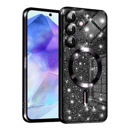 MagSafe-hoesje voor Samsung Galaxy A55 5G A556, Techsuit, Luxury Glitter, Zwart