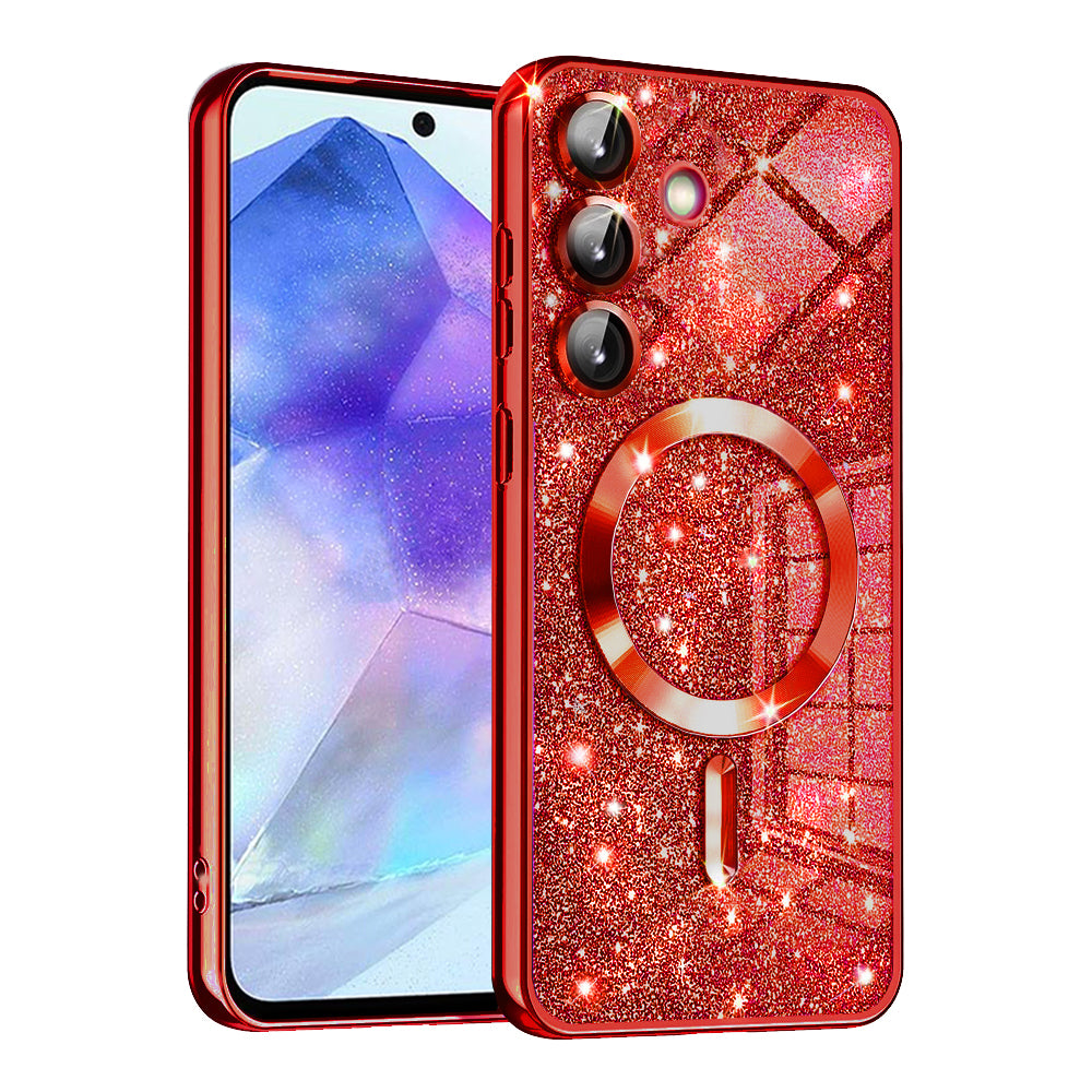 MagSafe-hoesje voor Samsung Galaxy A55 5G A556, Techsuit, Luxury Glitter, Rood