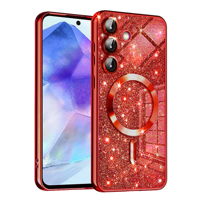MagSafe-hoesje voor Samsung Galaxy A55 5G A556, Techsuit, Luxury Glitter, Rood