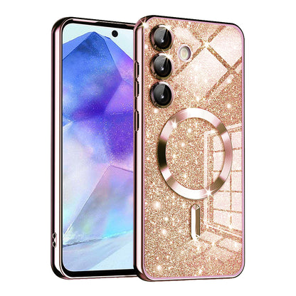MagSafe-hoesje voor Samsung Galaxy A55 5G A556, Techsuit, Luxury Glitter, Roze Goud