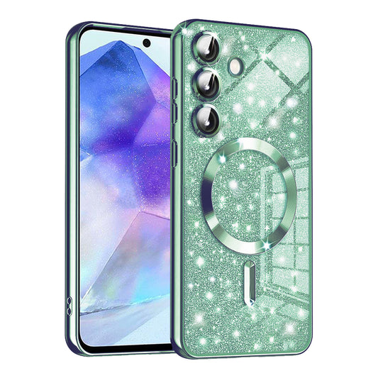 MagSafe-hoesje voor Samsung Galaxy A55 5G A556, Techsuit, Luxury Glitter, Lichtgroen