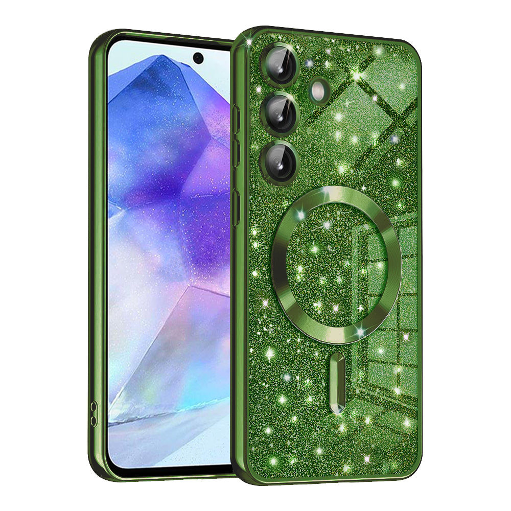 MagSafe-hoesje voor Samsung Galaxy A55 5G A556, Techsuit, Luxury Glitter, Donkergroen
