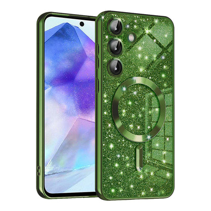 MagSafe-hoesje voor Samsung Galaxy A55 5G A556, Techsuit, Luxury Glitter, Donkergroen