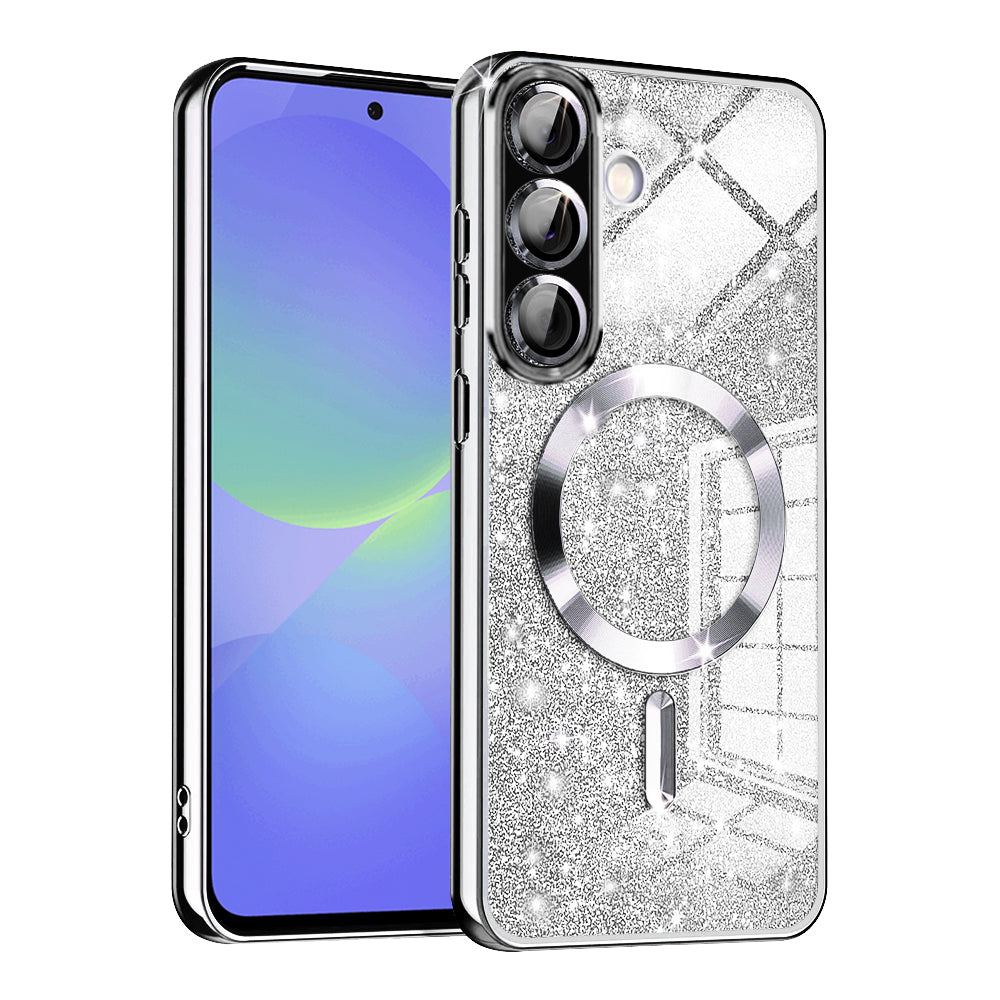 MagSafe Case for Samsung Galaxy A56 A566 / A36 A366, Techsuit, Luxury Glitter, Silver