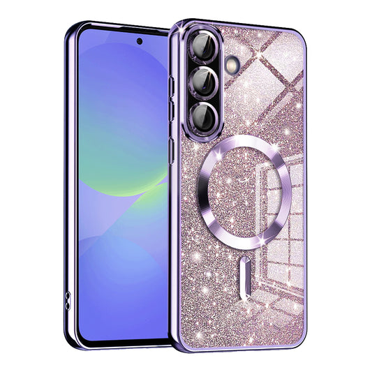 MagSafe-hoes voor Samsung Galaxy A56 A566 / A36 A366, Techsuit, Luxury Glitter, Lichtpaars