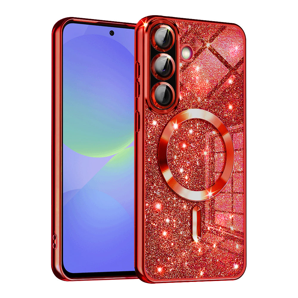 MagSafe-hoesje voor Samsung Galaxy A56 A566 / A36 A366, Techsuit, Luxury Glitter, Rood