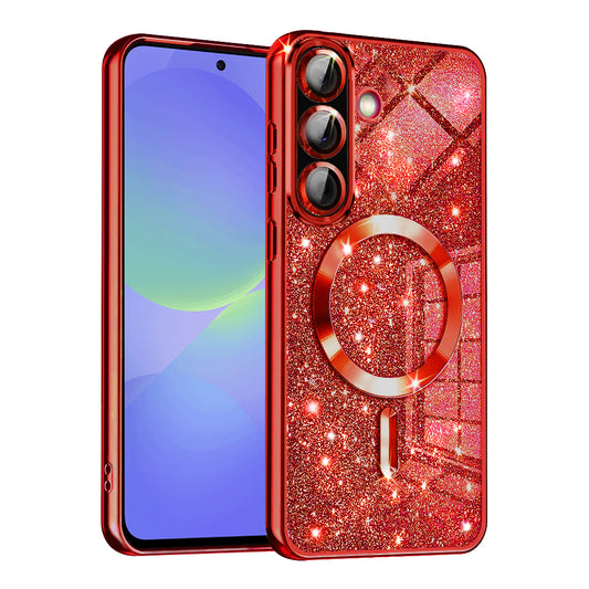 MagSafe-hoesje voor Samsung Galaxy A56 A566 / A36 A366, Techsuit, Luxury Glitter, Rood