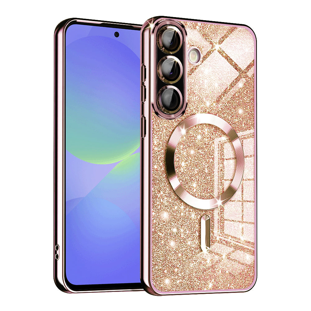 MagSafe-hoes voor Samsung Galaxy A56 A566 / A36 A366, Techsuit, Luxury Glitter, Roze Goud
