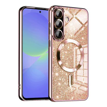 MagSafe-hoes voor Samsung Galaxy A56 A566 / A36 A366, Techsuit, Luxury Glitter, Roze Goud