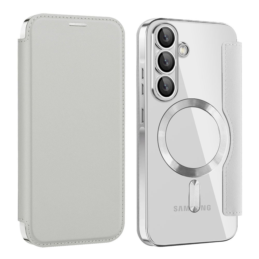 MagSafe Case for Samsung Galaxy A56 A566, Techsuit, SmartMag Book, Gray